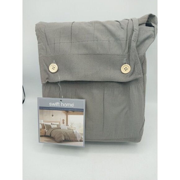 Swift Home 3 Pcs Duvet Cover Set Moselle Gray Full/Queen Size 100% Cotton - Picture 2 of 5